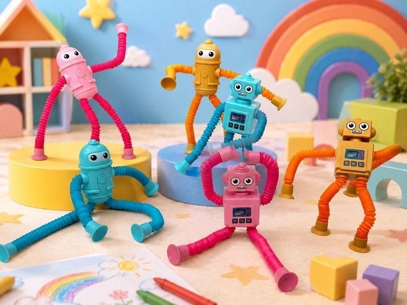 Eğlenceli Vantuzlu Uzayan Robot - Mavi