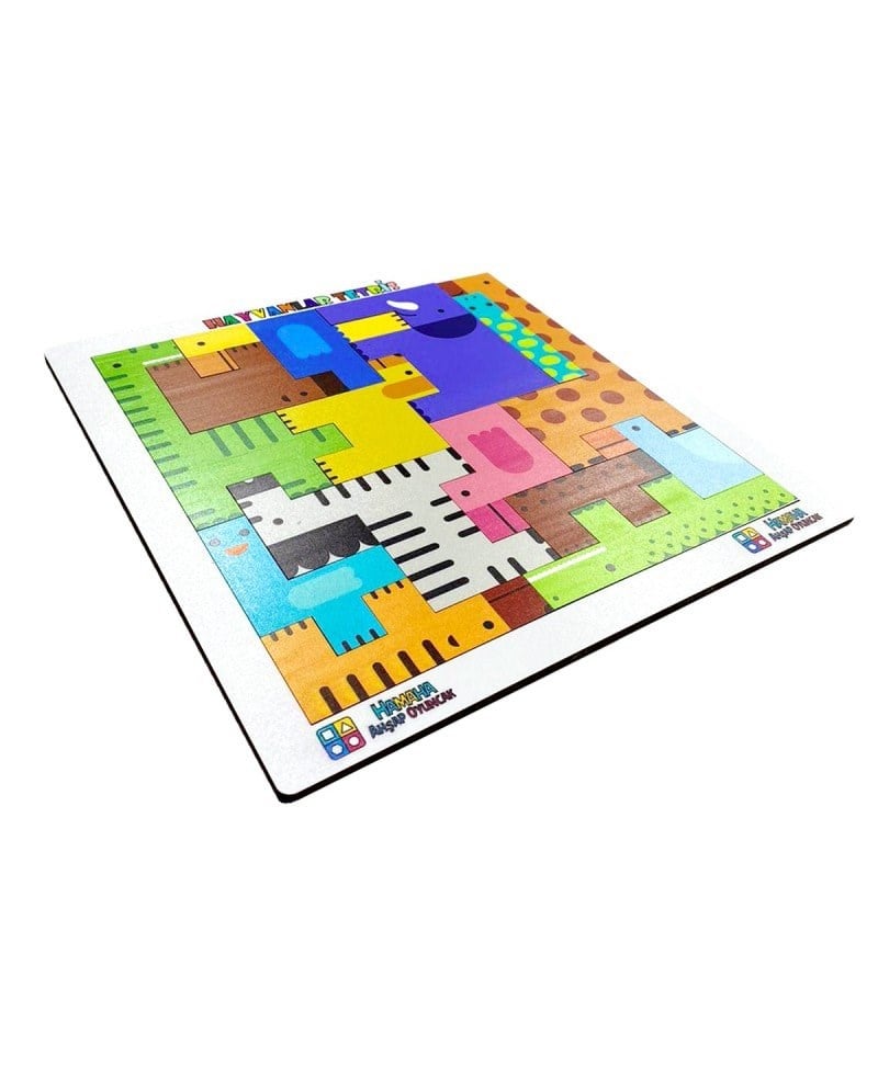 Hamaha Ahşap Hayvanlar Bul Tak Tetris - 20x20 Cm