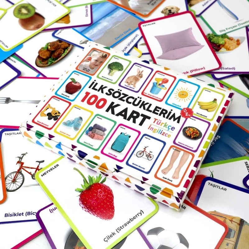 İlk Sözcüklerim Flashcards- Türkçe İngilizce 100 Kelime - 12+ Ay
