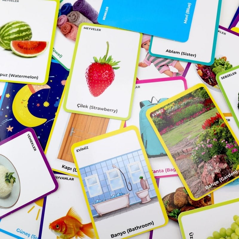 İlk Sözcüklerim Flashcards- Türkçe İngilizce 100 Kelime - 12+ Ay