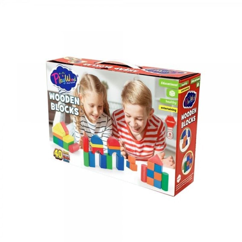 Playwood Renkli Ahşap Bloklar 40 Parça