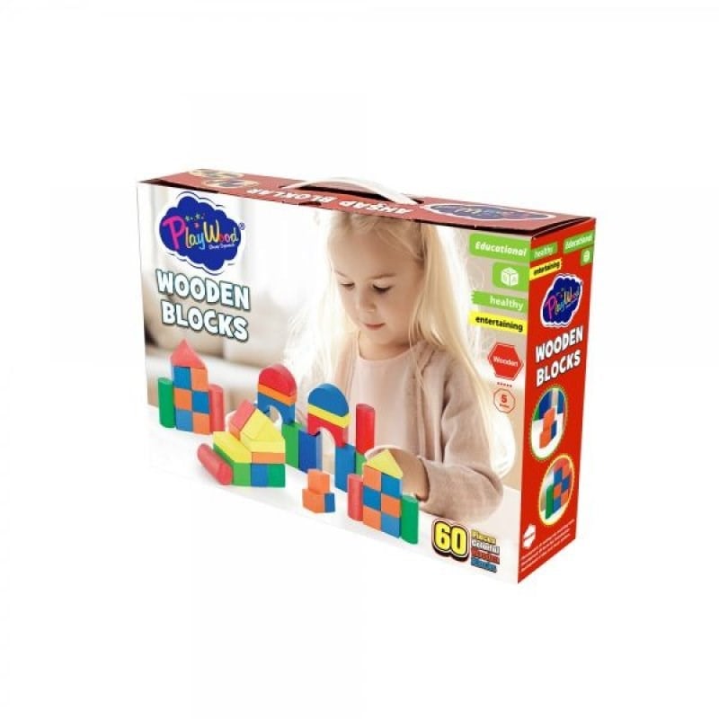 Playwood Renkli Ahşap Bloklar 60 Parça