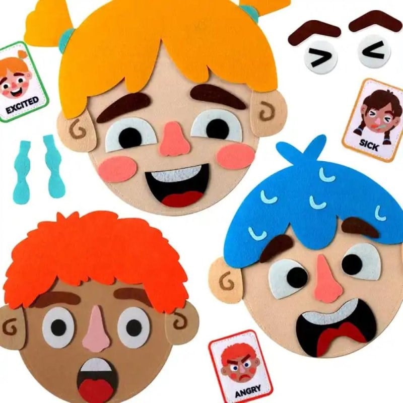 Robokids Duyguları Öğreten- Yüz Değiştiren Keçe Oyuncak