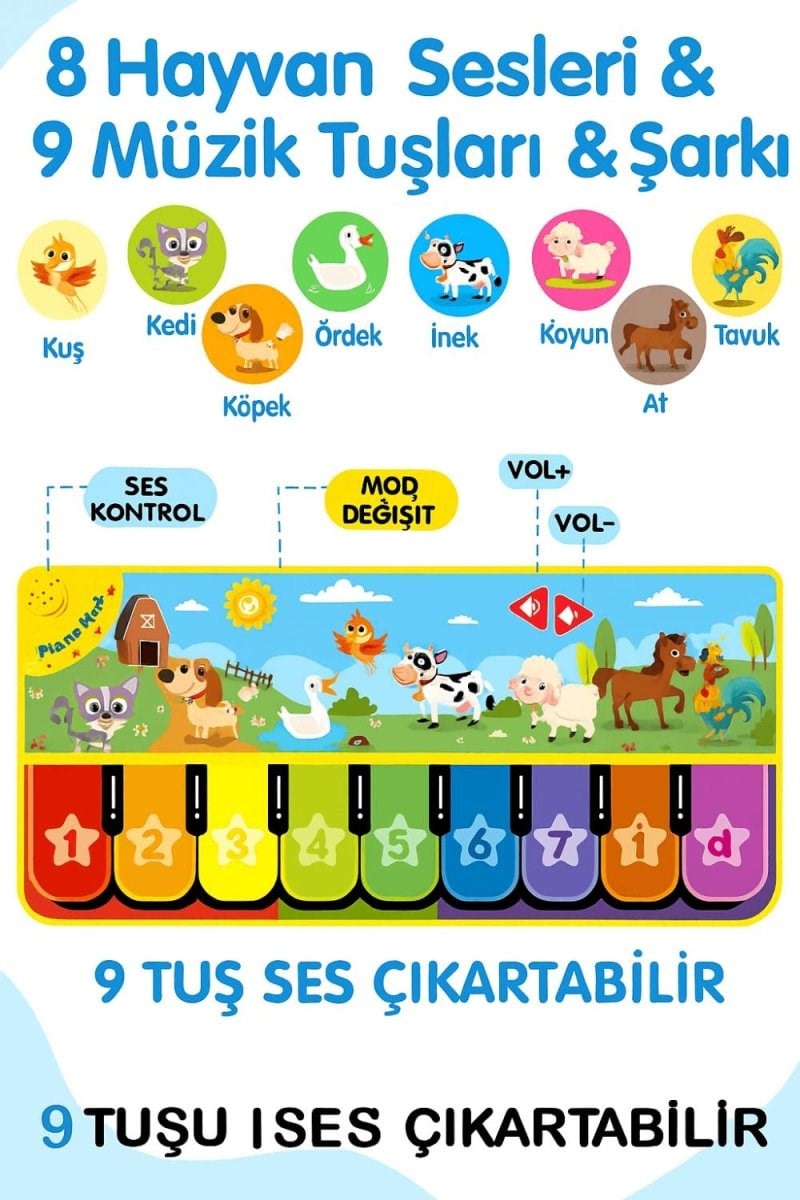 Robokids Müzikli Piyano Oyun Halısı – Dokunmatik Işıklı Halı Oyuncak