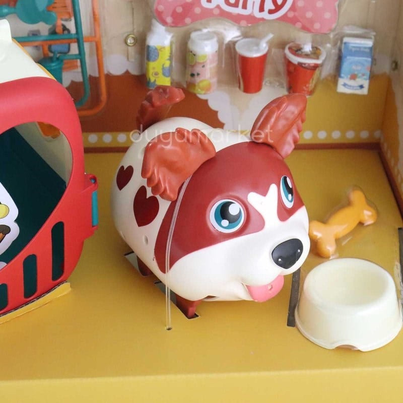 Sesli Sevimli Köpek Ve Bakım Çantası - Kahverengi