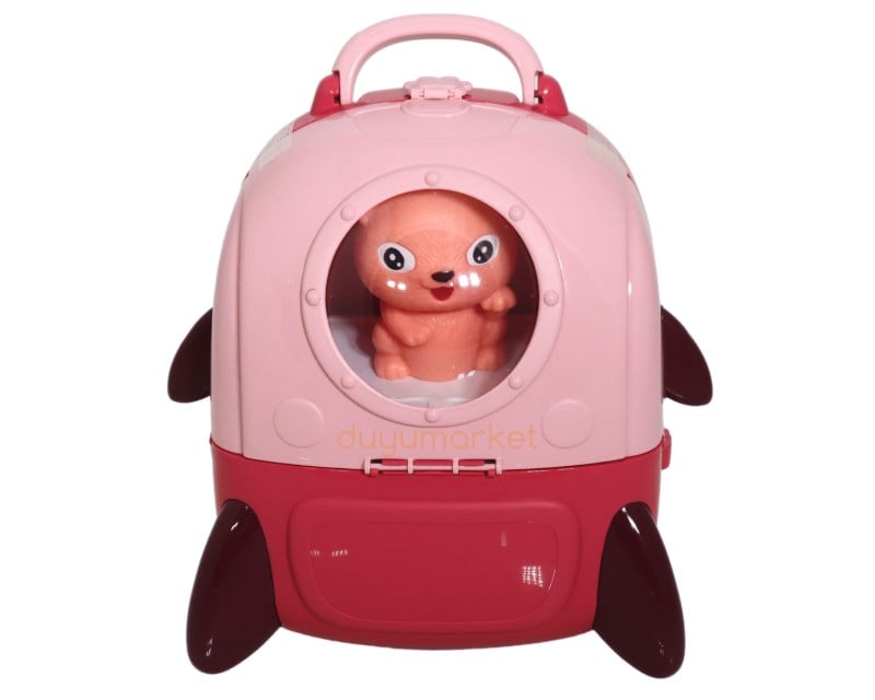 Sırt Çantalı Pets House İkili Set - Pembe Mavi