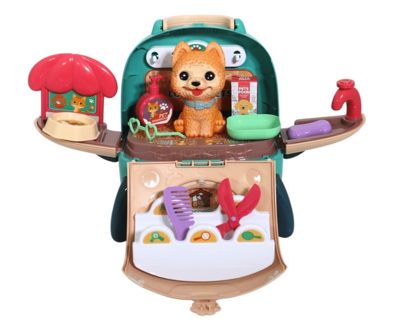 Sırt Çantalı Pets House İkili Set - Pembe Mavi