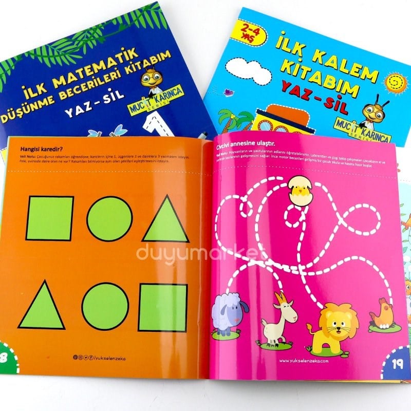 Yükselen Zeka İlk Matematik Düşünme Becerileri Kitabım Yaz - Sil (2-4 Yaş) 1.seri