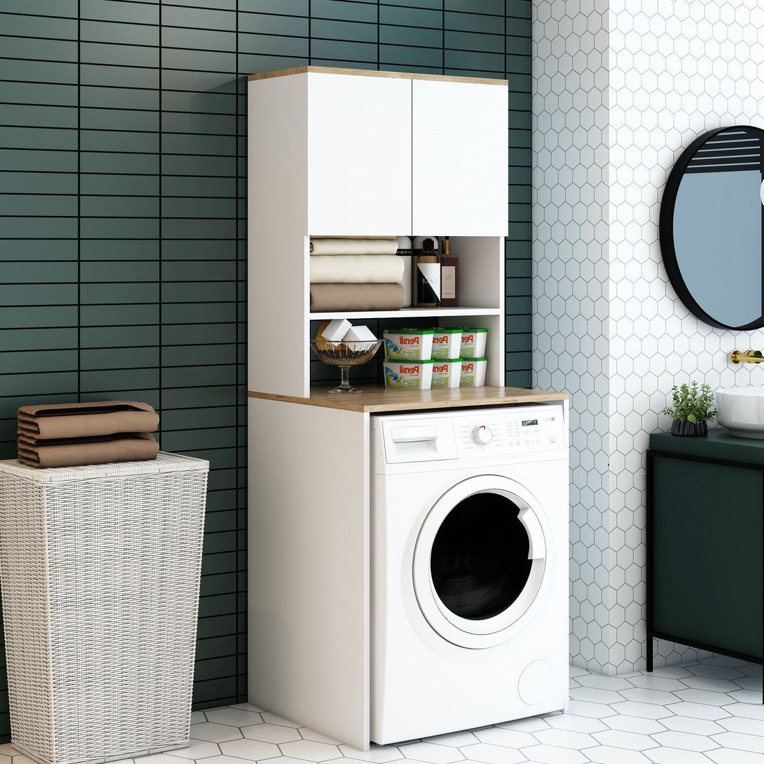 Nur Mobilya Çamaşır Makinası Dolabı Banyo Dolabı