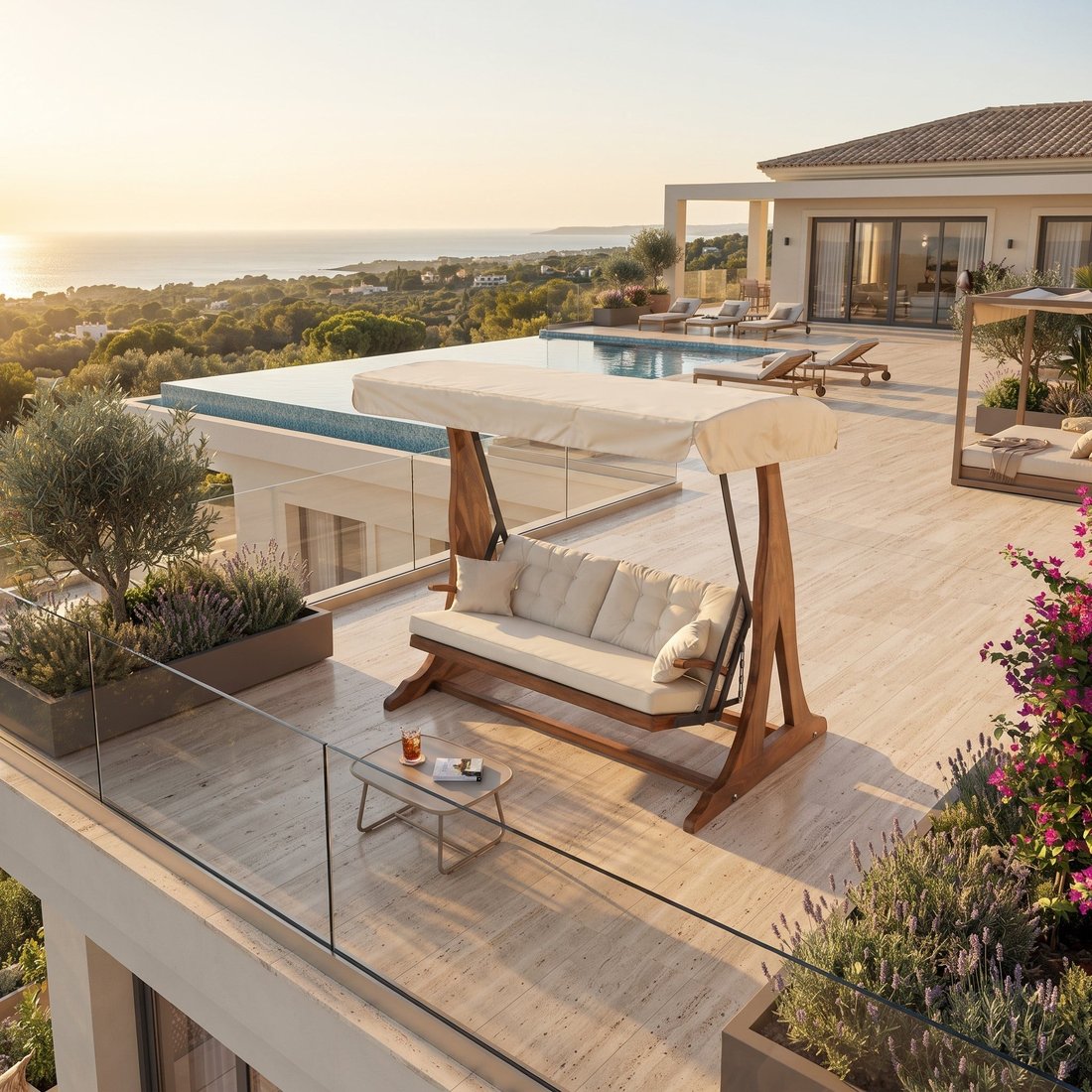 Life Ahşap Dış Mekan Bahçe Balkon Teras Salıncağı