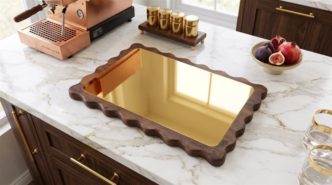 Dikdörtgen Papatya Gold Doğal Ahşap Peynir Ve Sunum Tabağı, Kahvelik, Yağdanlık, Pasta ve Kek Standı %100 Çam