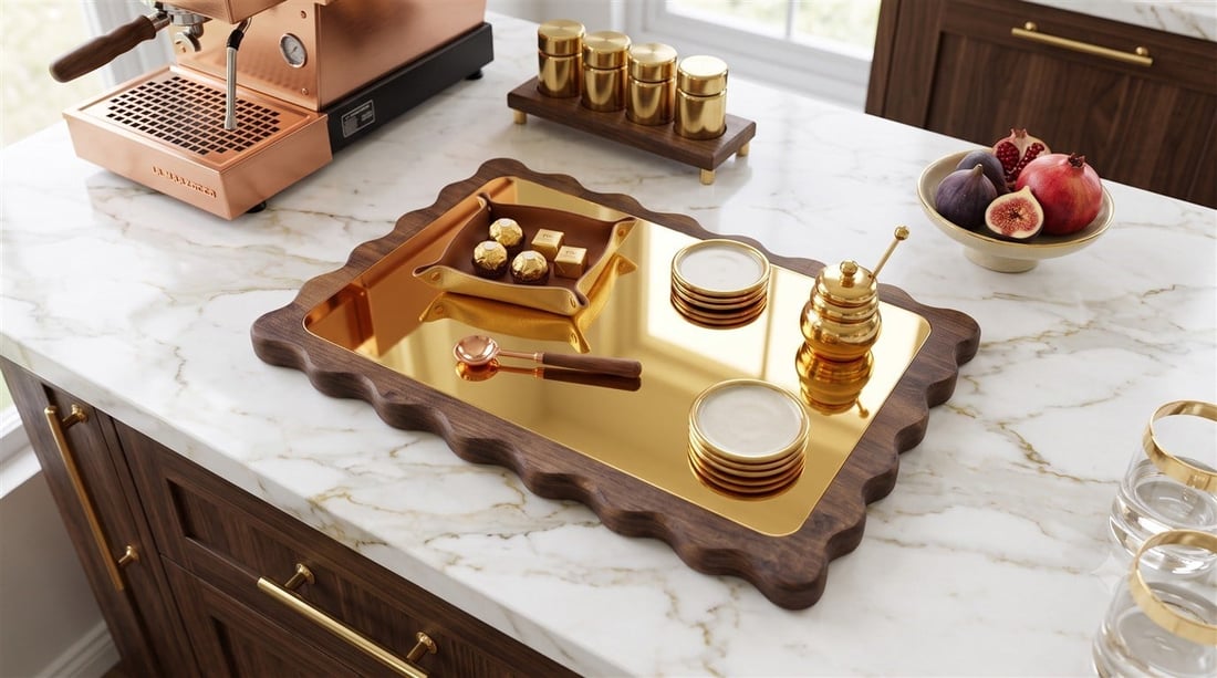 Dikdörtgen Papatya Gold Doğal Ahşap Peynir Ve Sunum Tabağı, Kahvelik, Yağdanlık, Pasta ve Kek Standı %100 Çam