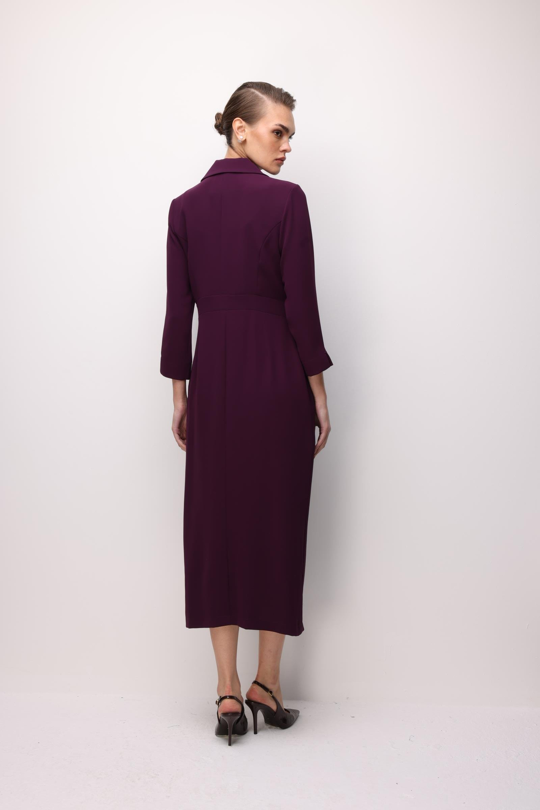 Aksesuar Detaylı Kruvaze Elbise MÜRDÜM