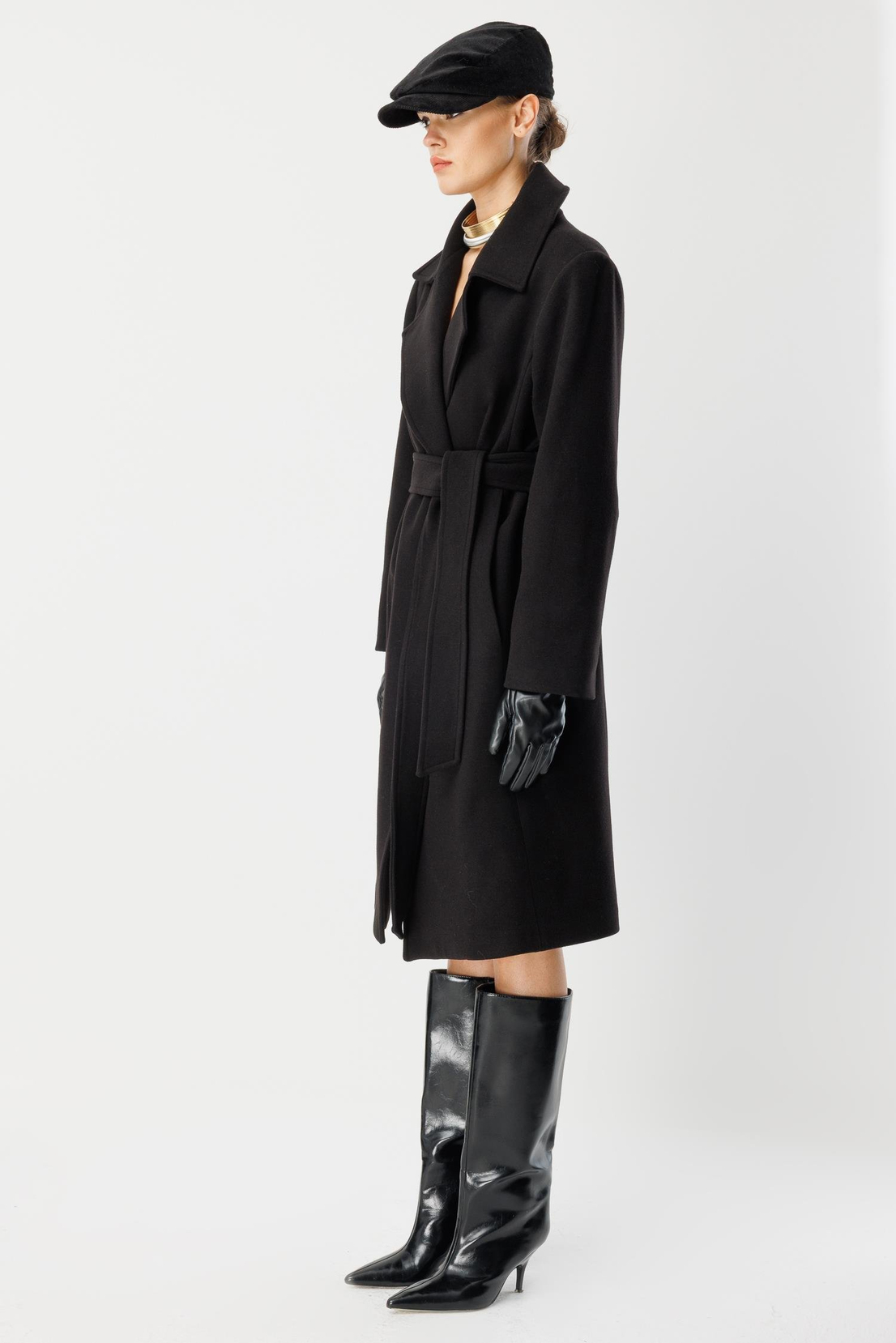 Astar Detaylı Kaşe Kaban SİYAH