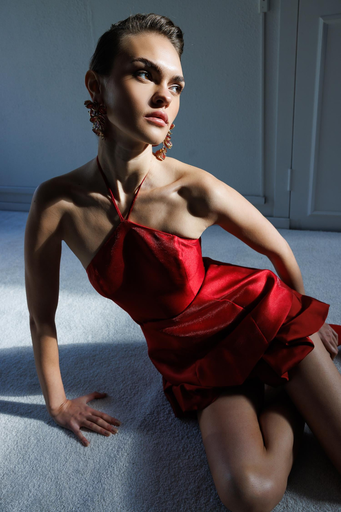 Balon Etek Ucu Detaylı Mini Abiye KIRMIZI