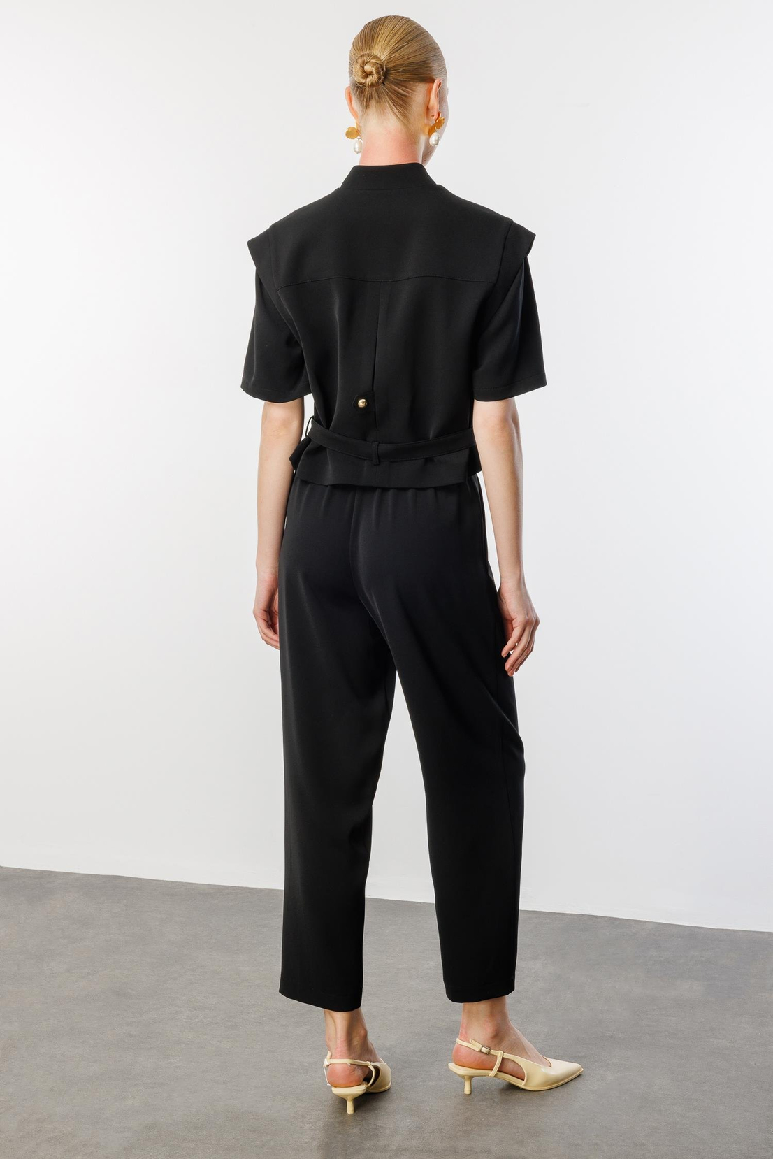 Belden Kemerli Ceket Pantolon İkili Takım SİYAH