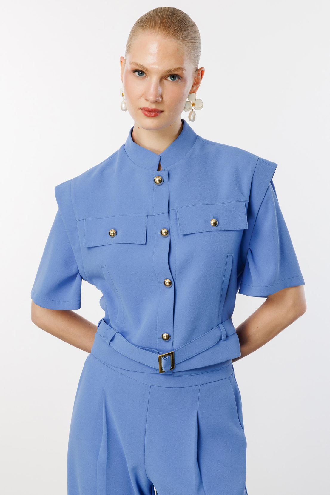 Belden Kemerl Ceket Pantoloni İkili Takım İNDİGO