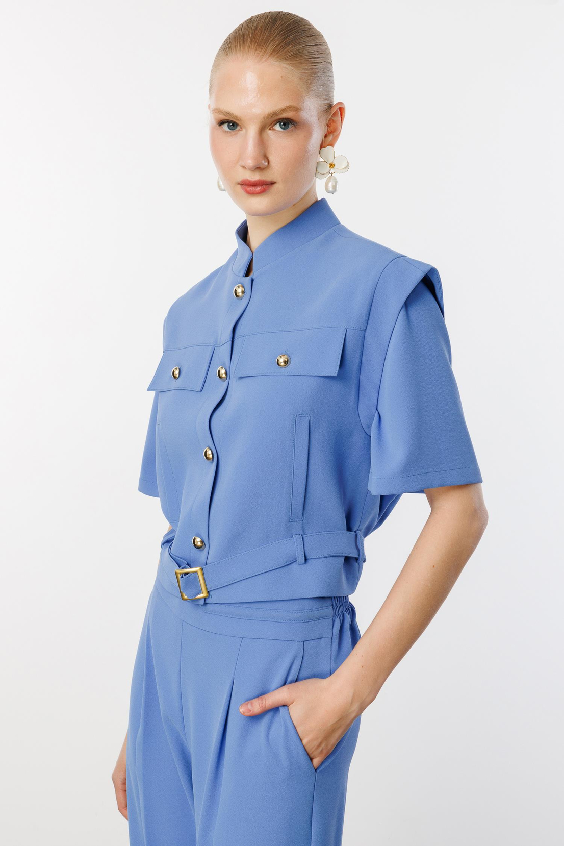 Belden Kemerl Ceket Pantoloni İkili Takım İNDİGO