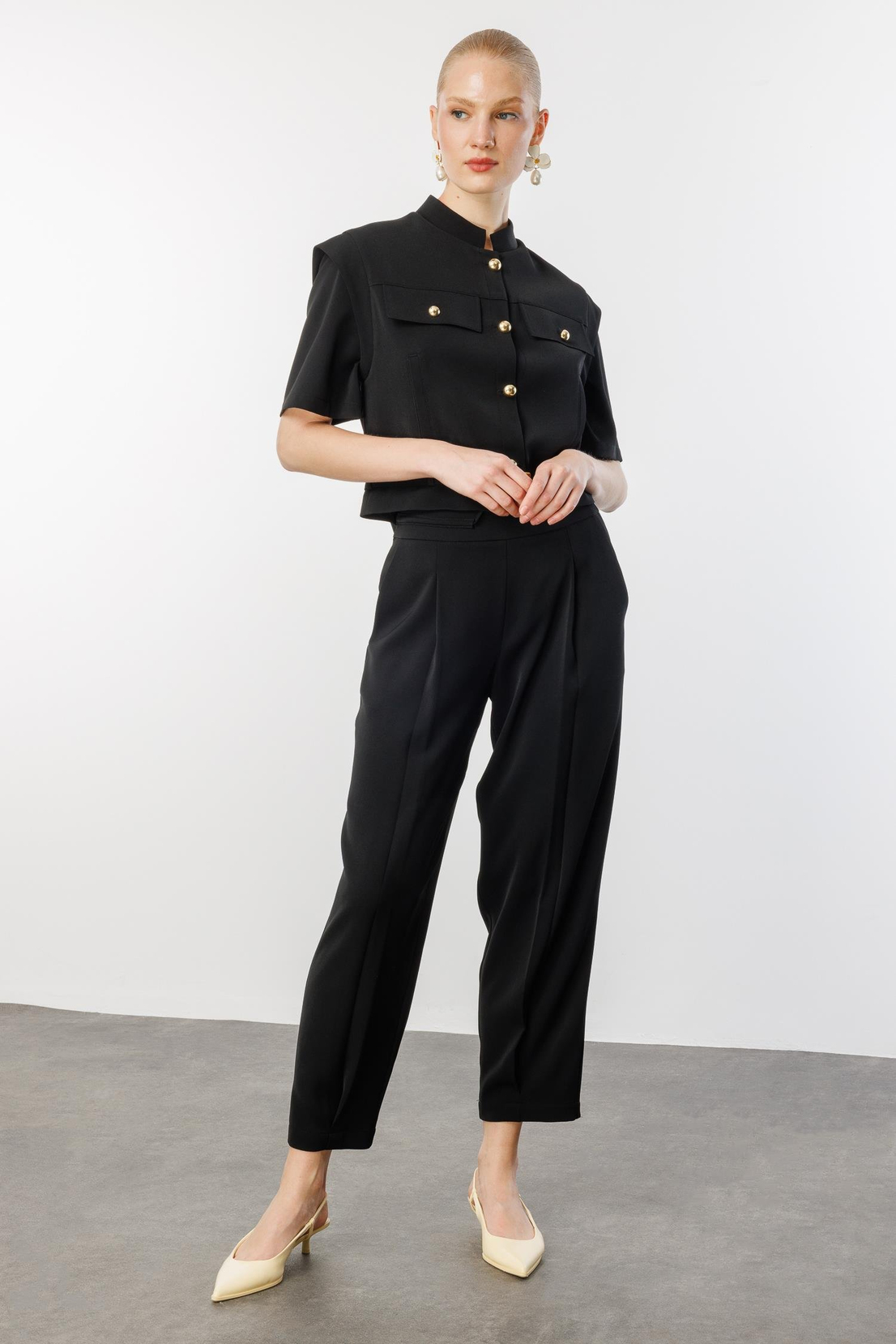 Belden Kemerli Ceket Pantolon İkili Takım SİYAH