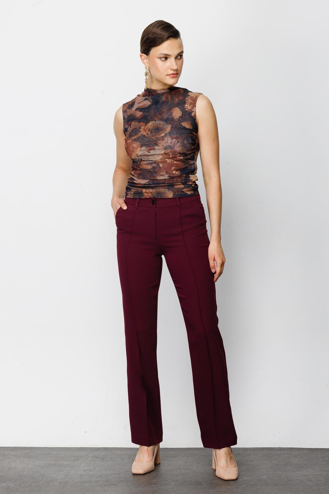 Boru Paça Düz Pantolon MÜRDÜM