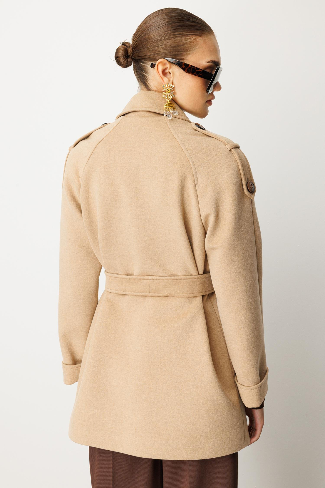 Ceket Yaka Kaşe Kaban CAMEL