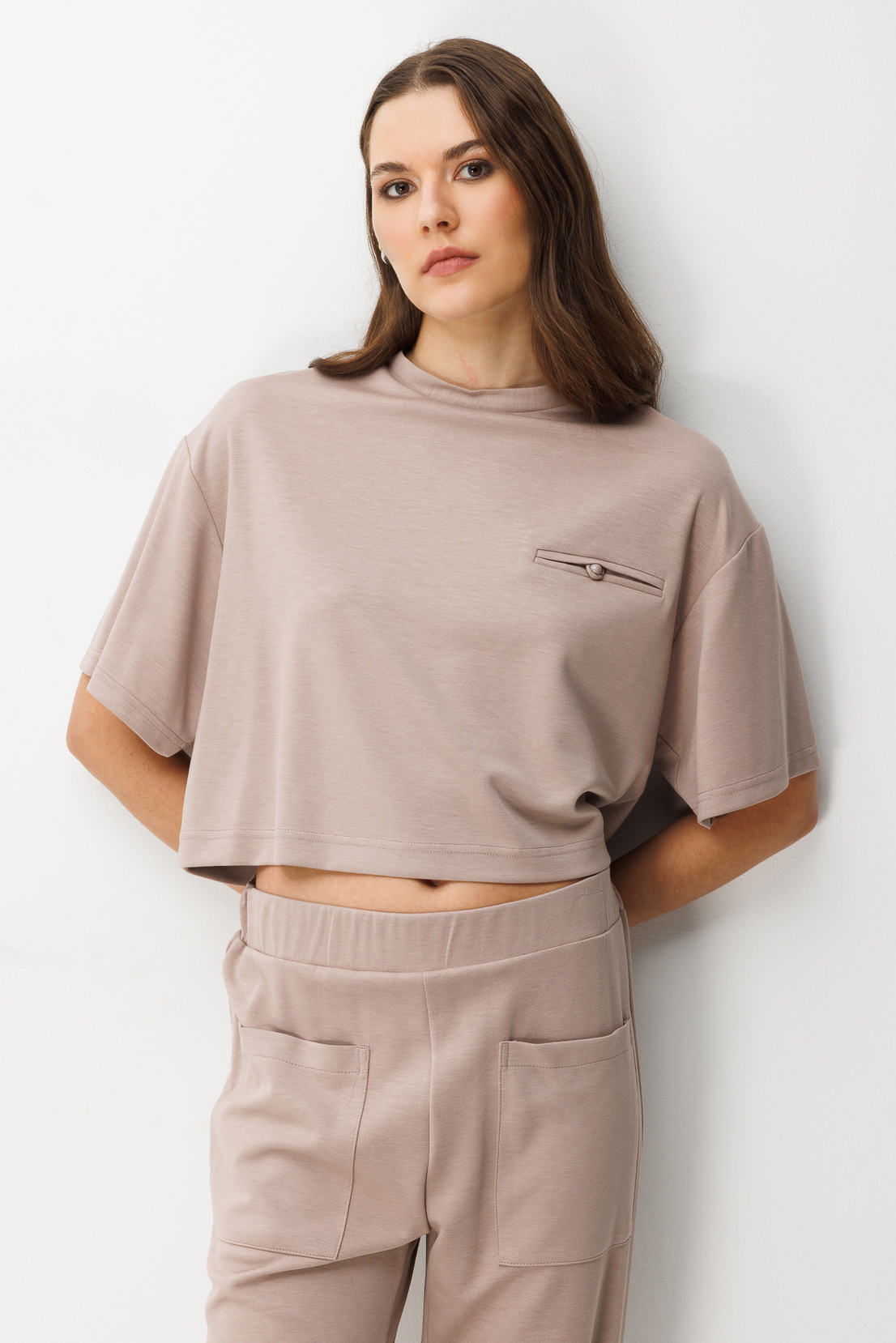 Cep Detay Bluz Pantolonı 2'li Takım BEJ