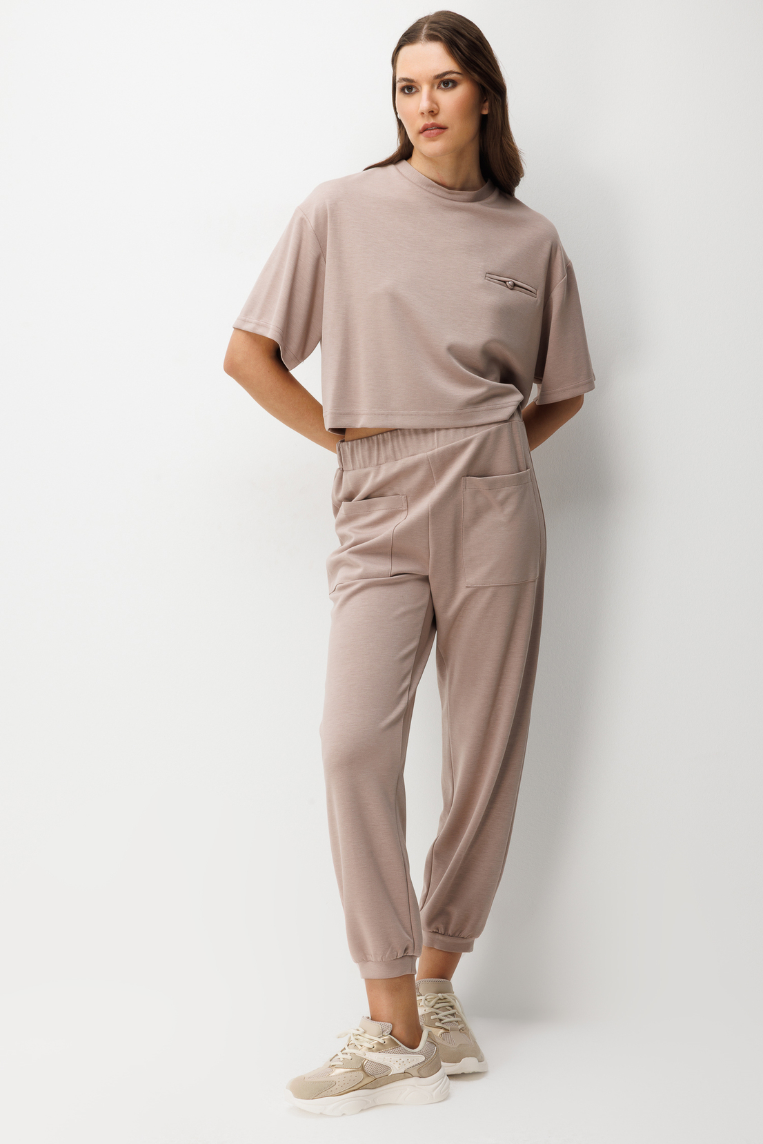 Cep Detay Bluz Pantolonı 2'li Takım BEJ