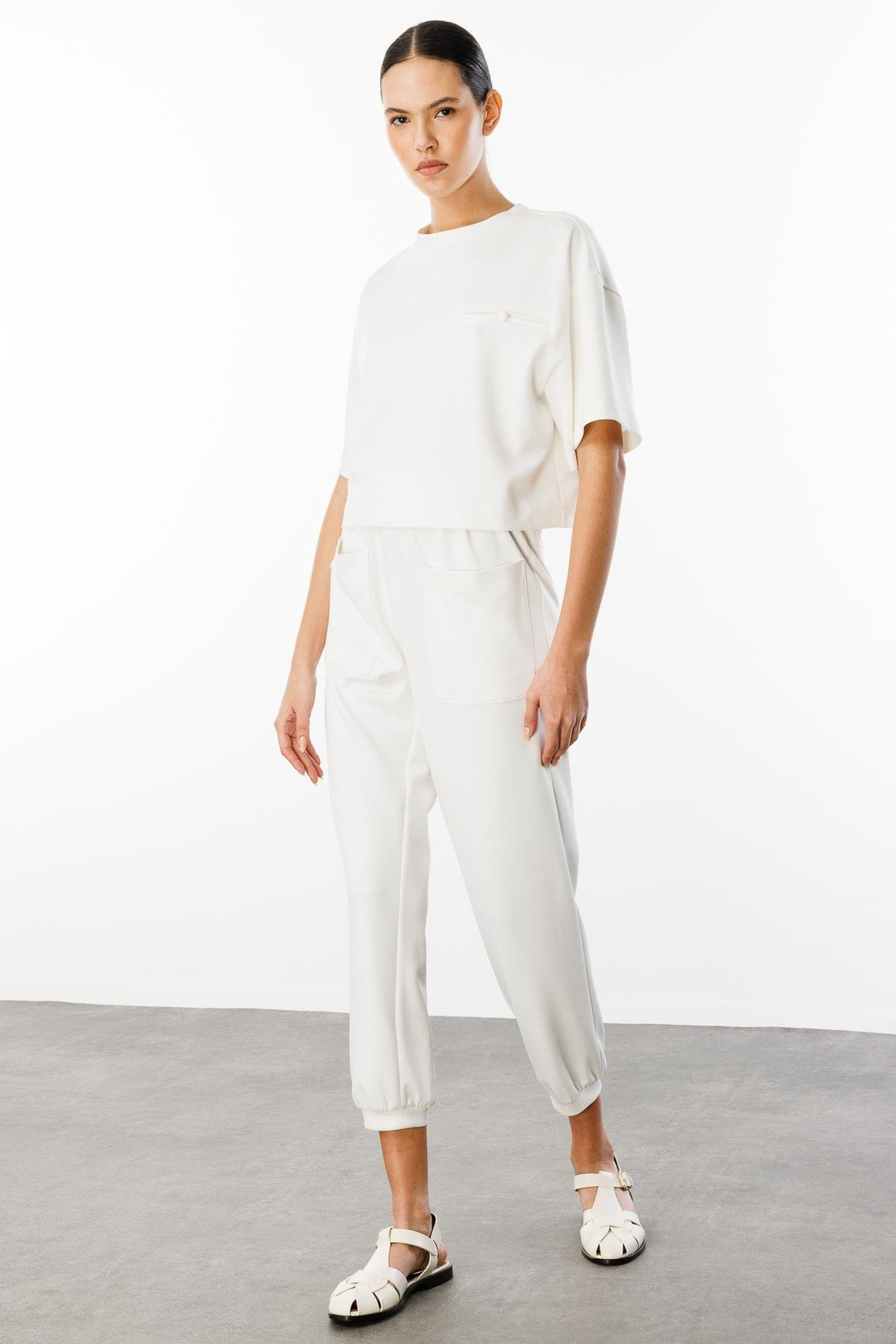 Cep Detay Bluz Pantolonı 2'li Takım EKRU