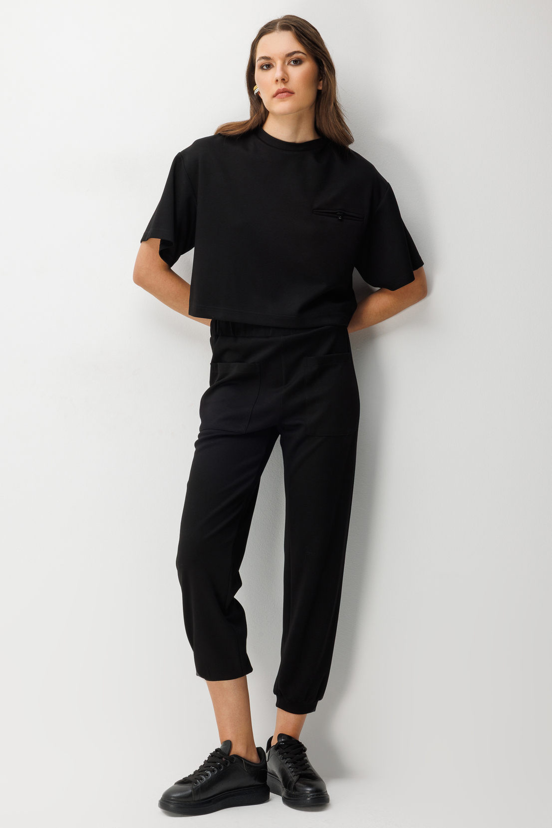 Cep Detay Bluz Pantolonı 2'li Takım SİYAH