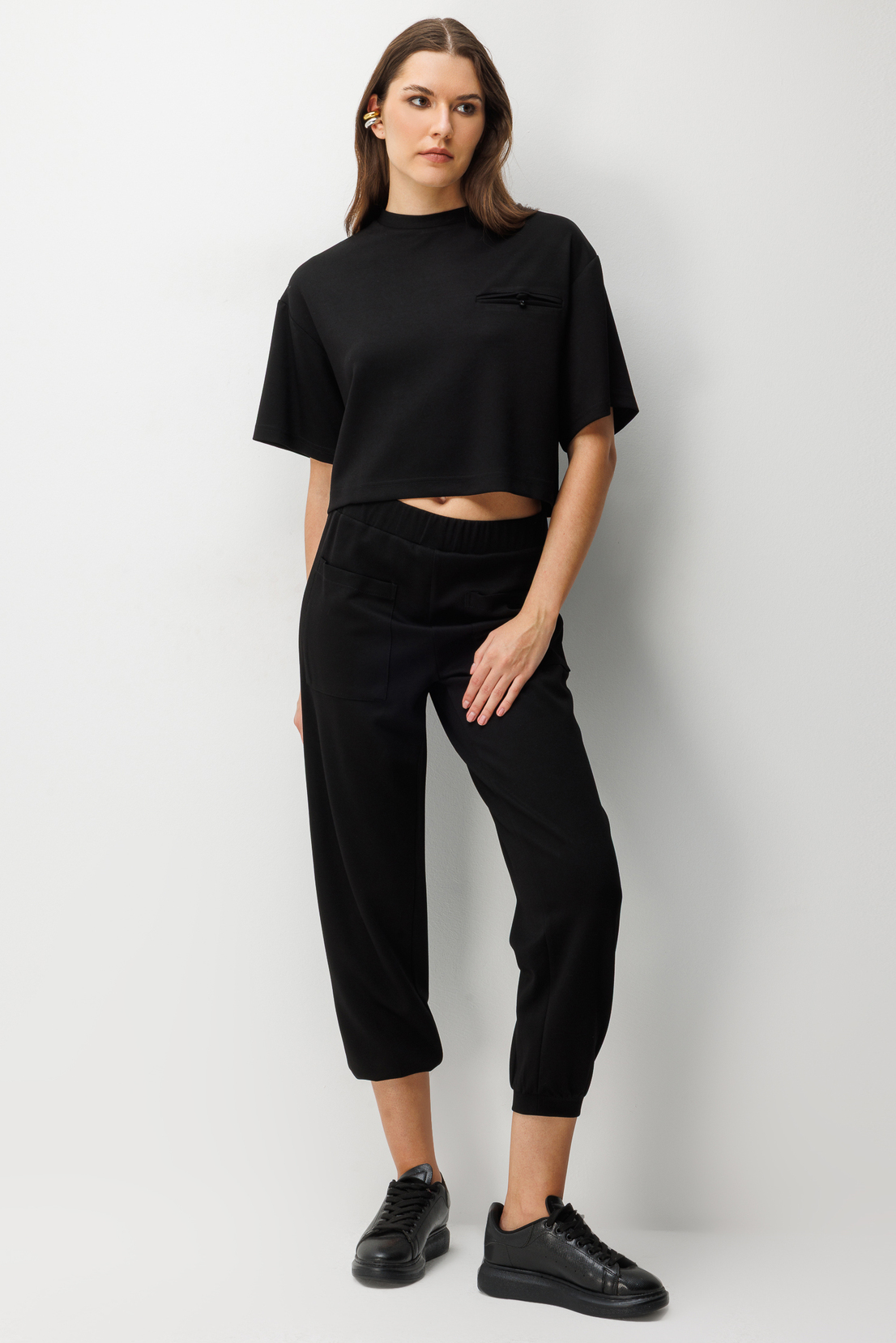 Cep Detay Bluz Pantolonı 2'li Takım SİYAH