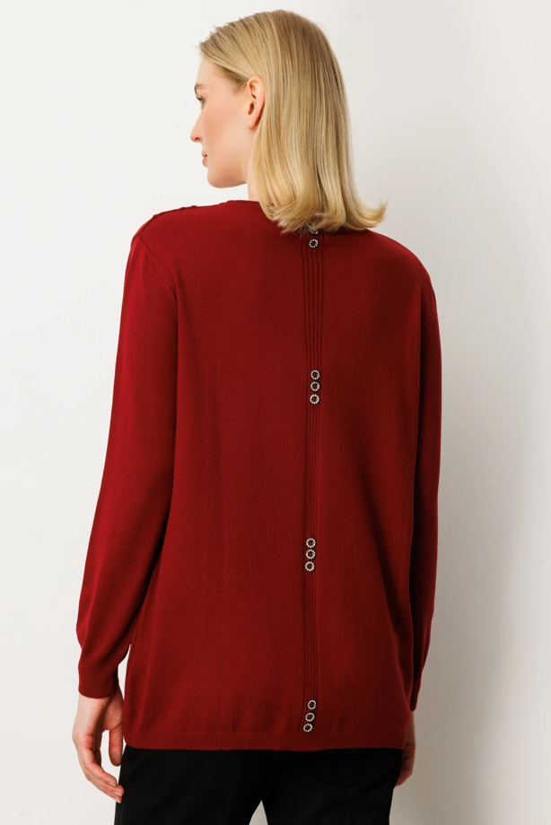 Cepli Arkası Düğmeli Kazak BORDO