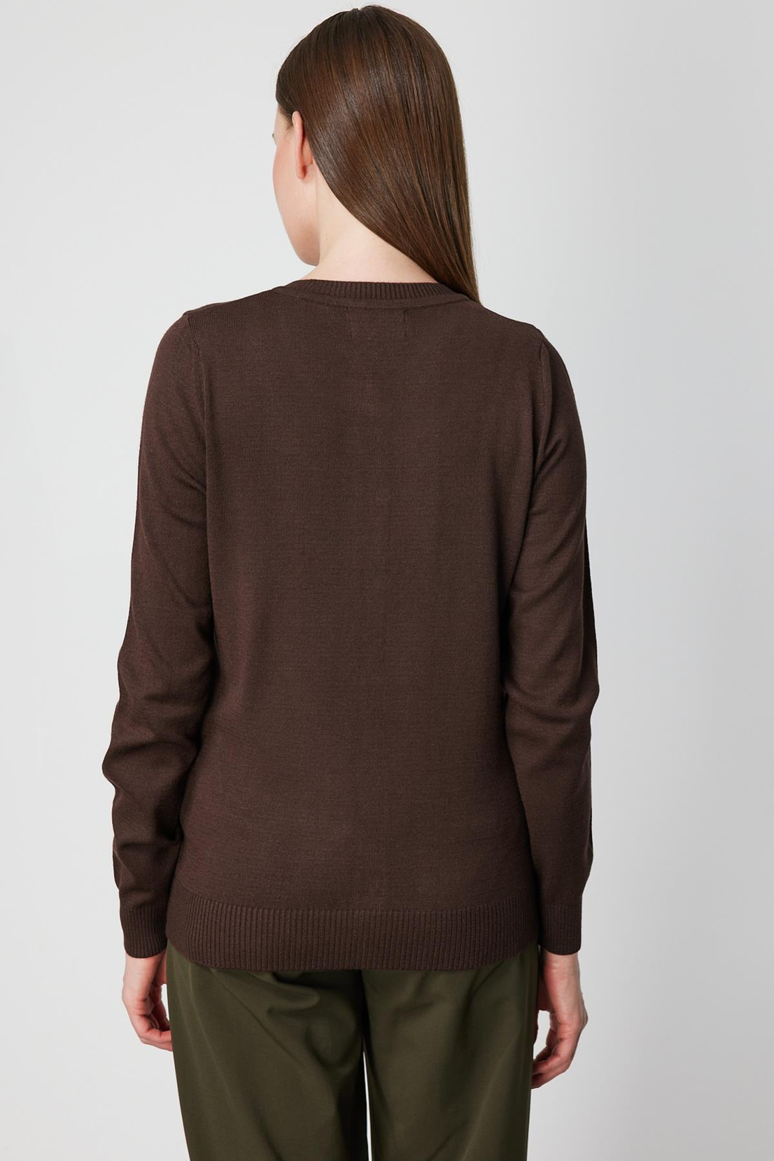 Çiçek Nakışlı Düğmeli Hırka KAHVE