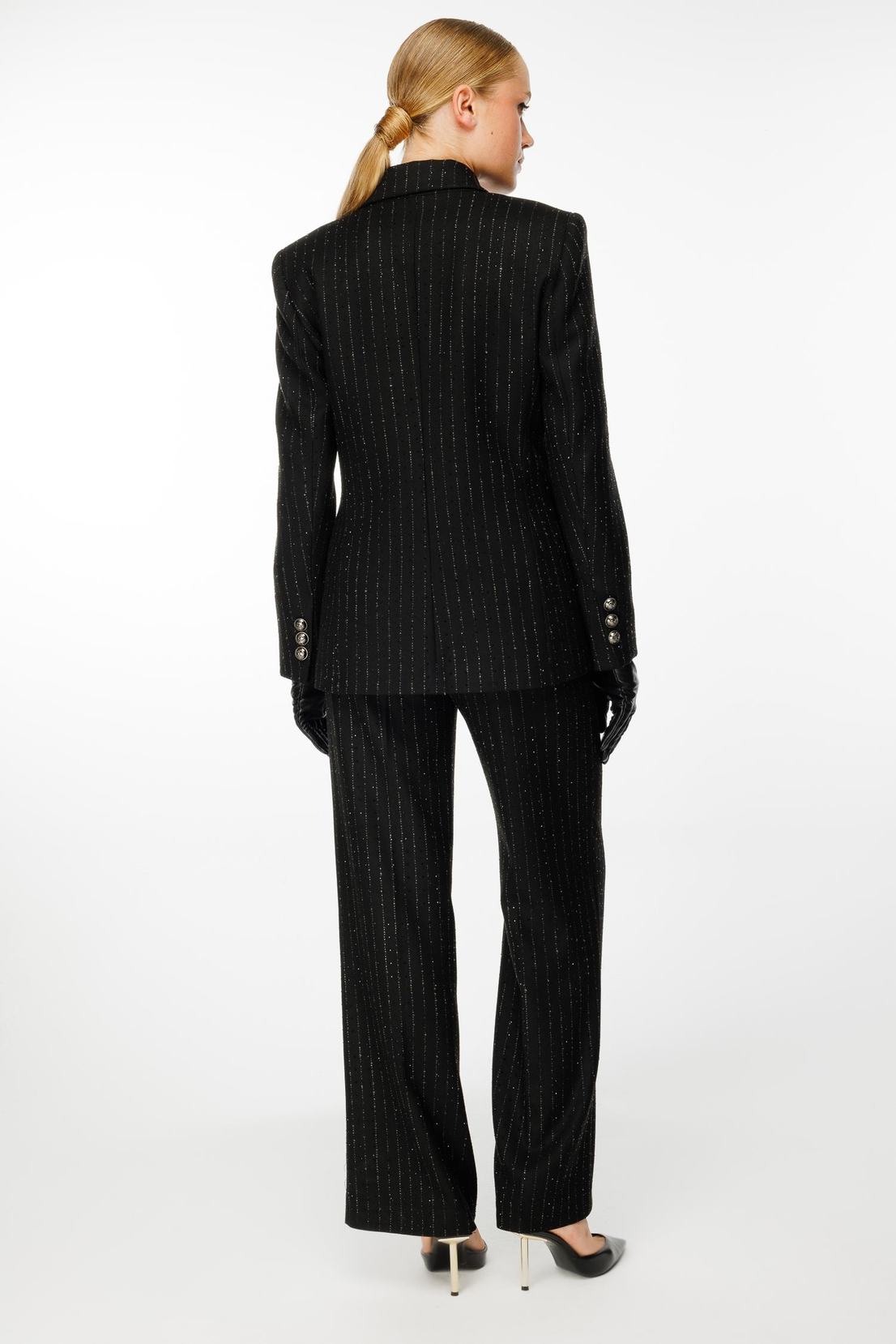 Çizgili Taşlı Takım SİYAH