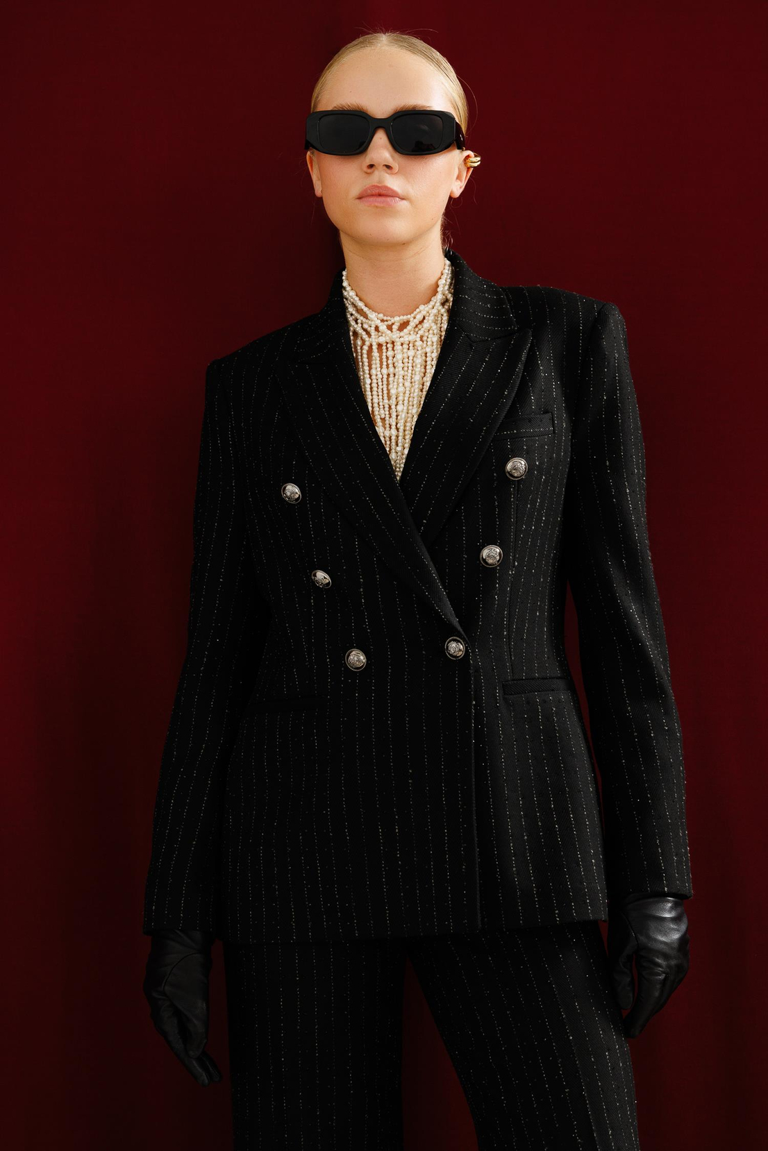 Çizgili Taşlı Takım SİYAH