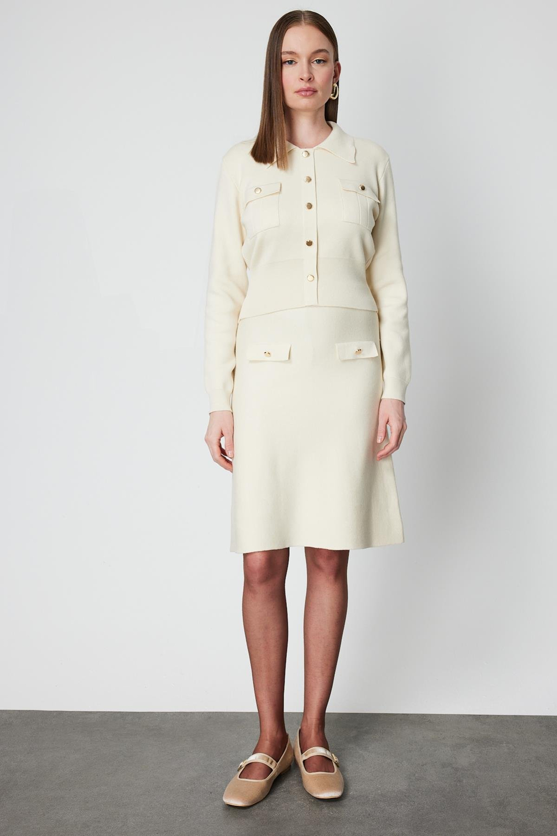 Çok Düğmeli Beli Dar Ceket KREM