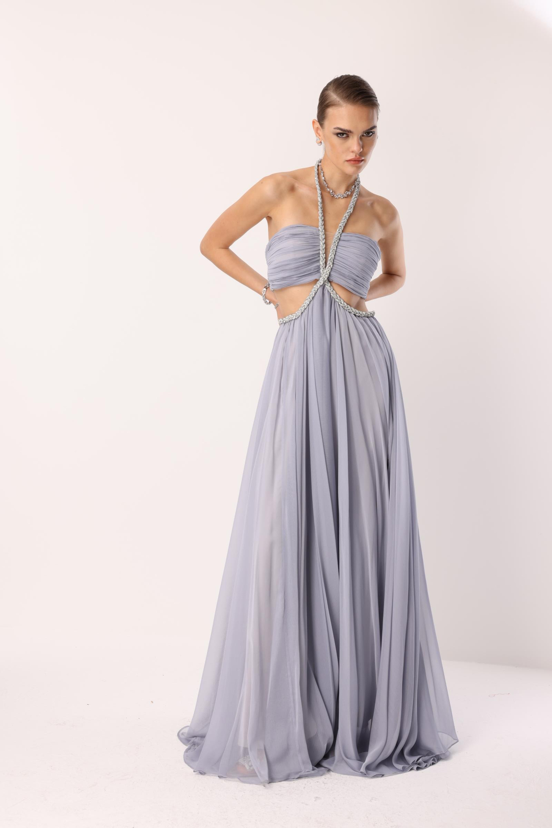 Cut Out Detay Maxi Boy Elbise SİYAH