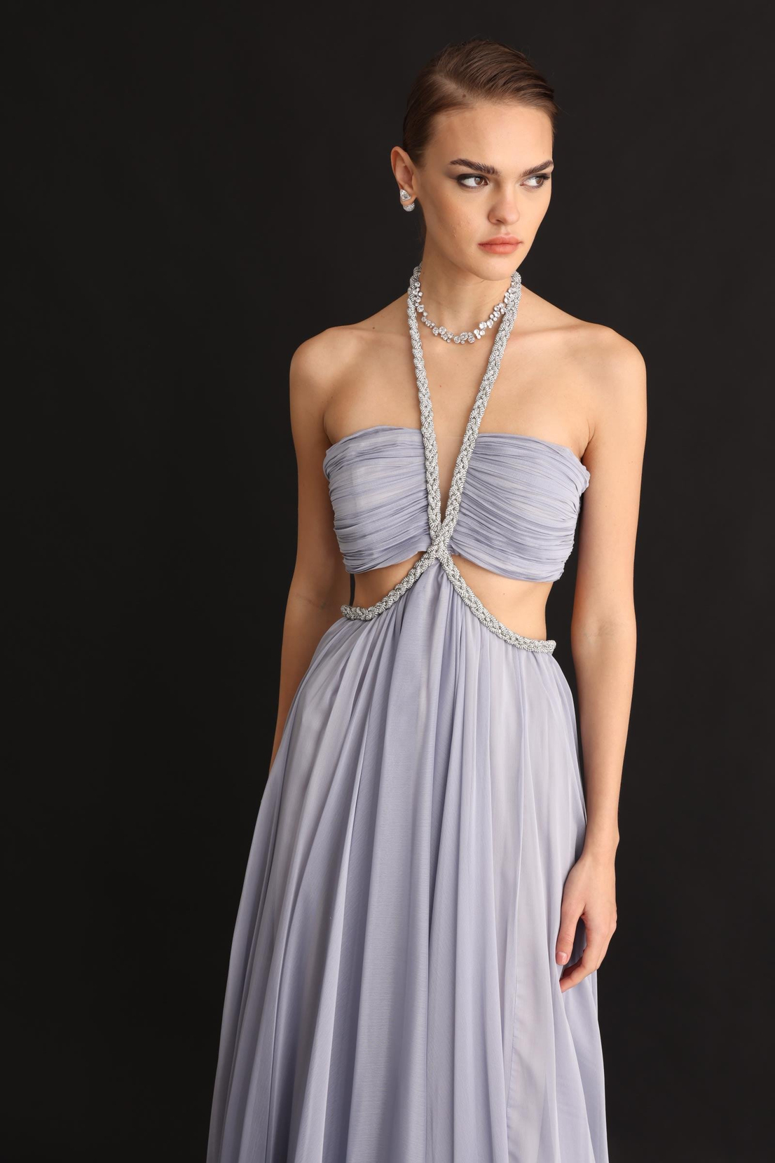 Cut Out Detay Maxi Boy Elbise SİYAH