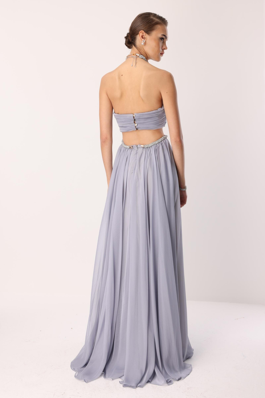 Cut Out Detay Maxi Boy Elbise SİYAH