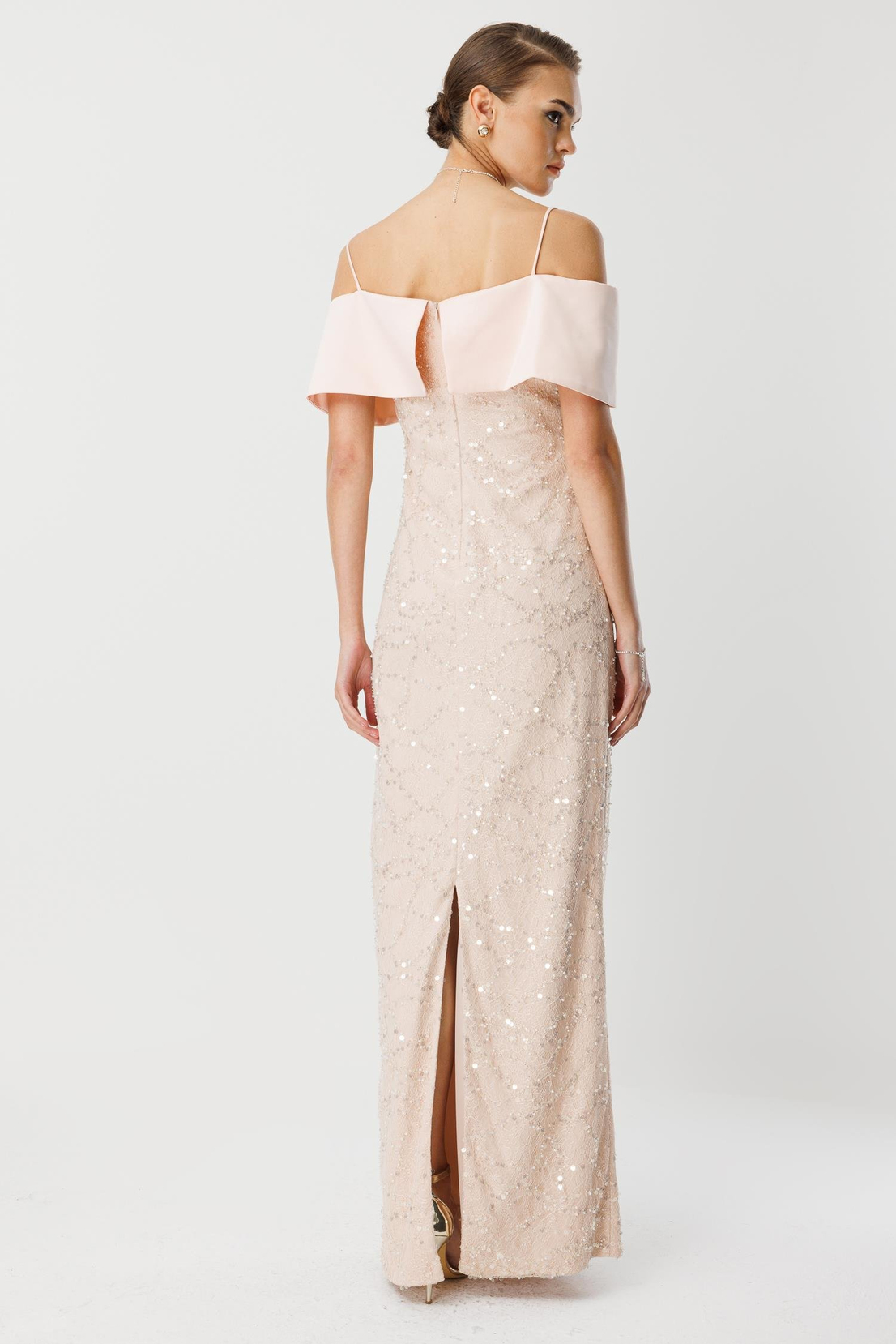 Dantel İşleme Detay Yaka Abiye PUDRA