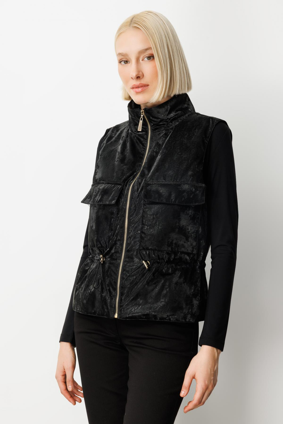 Dik Yaka Cepli Yelek SİYAH