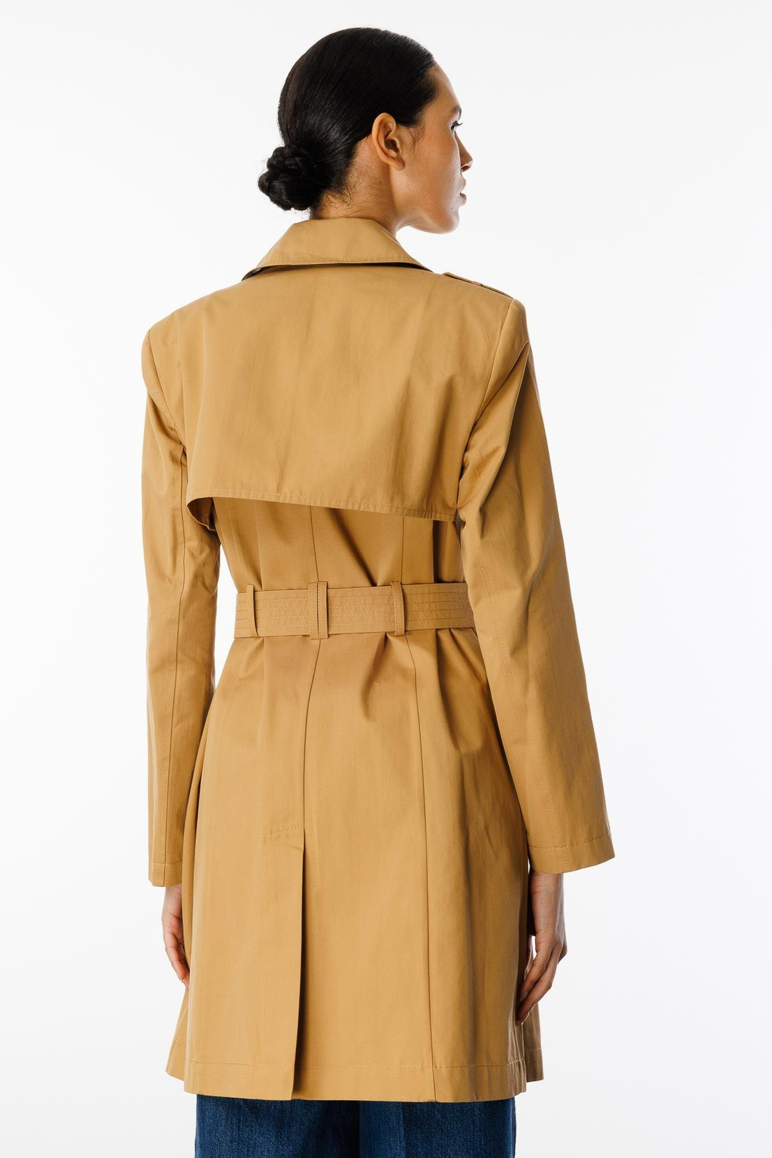Düğme Kapamalı Kemerli Apoletli Trençkot CAMEL