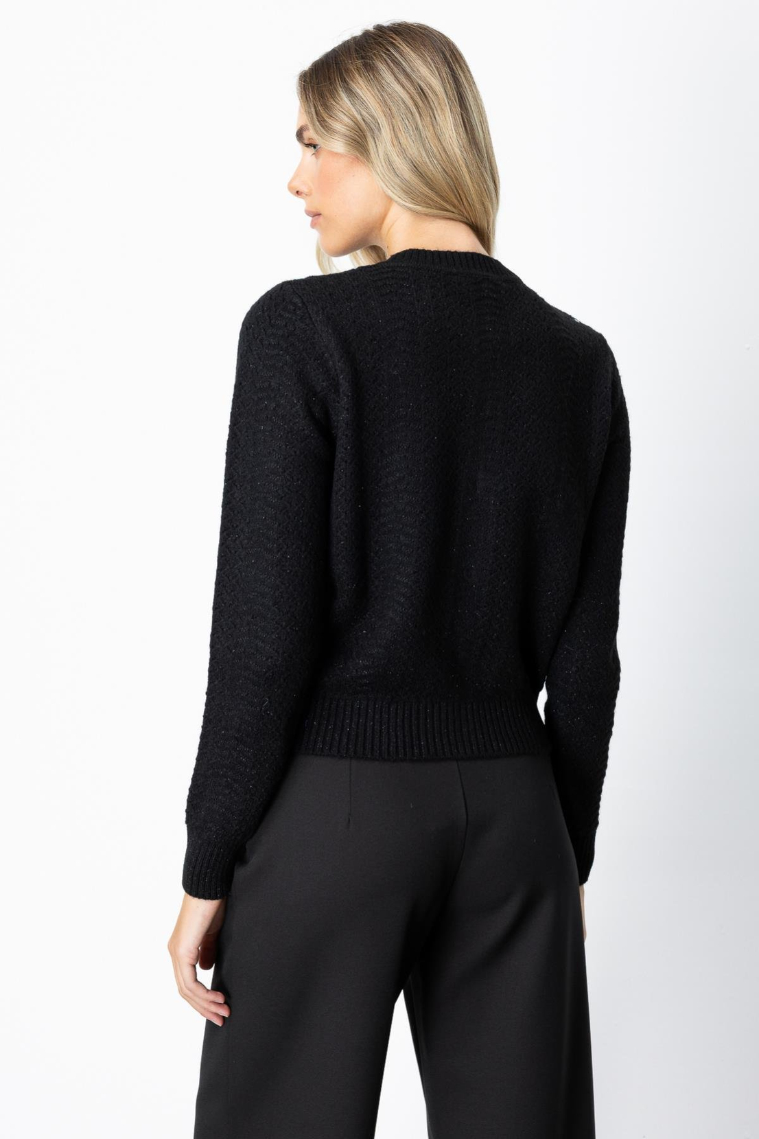 Düğmeli Sıfır Yaka Hırka SİYAH