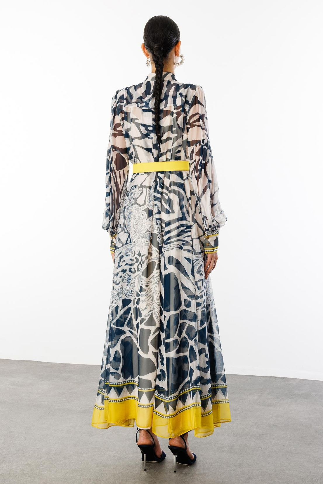 Elbise LACİVERT-SARI