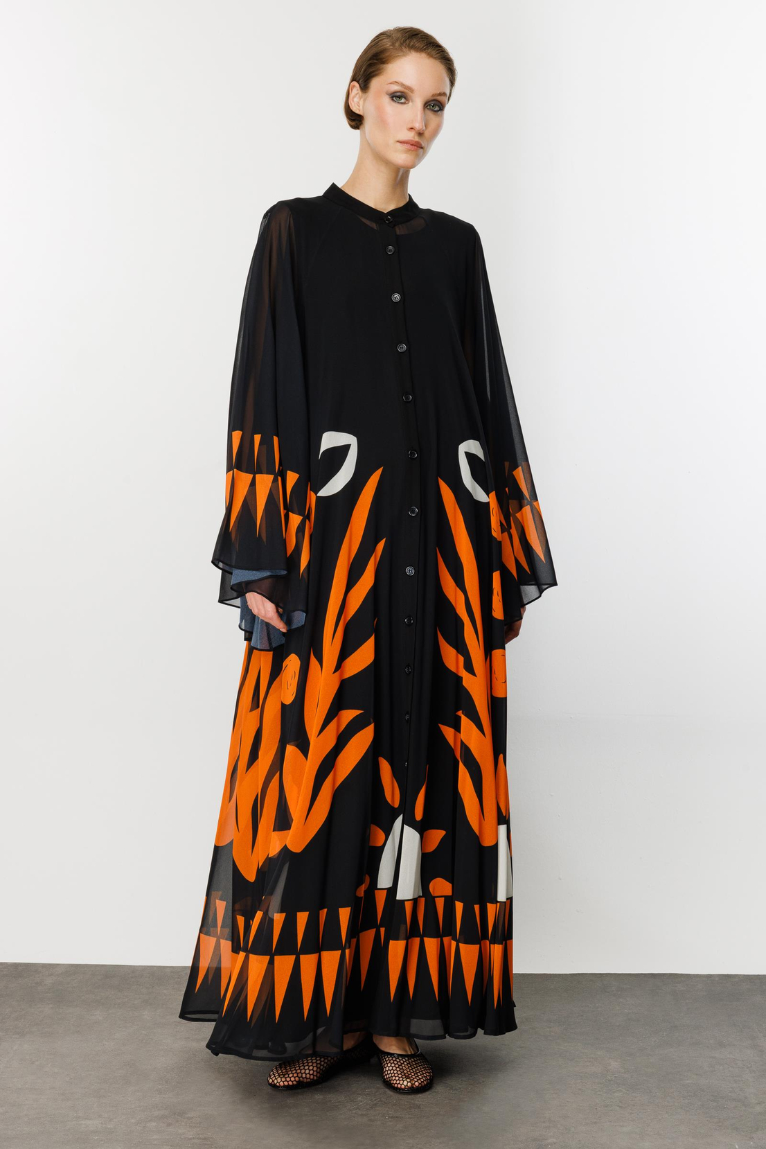 Elbise SİYAH-TURUNCU