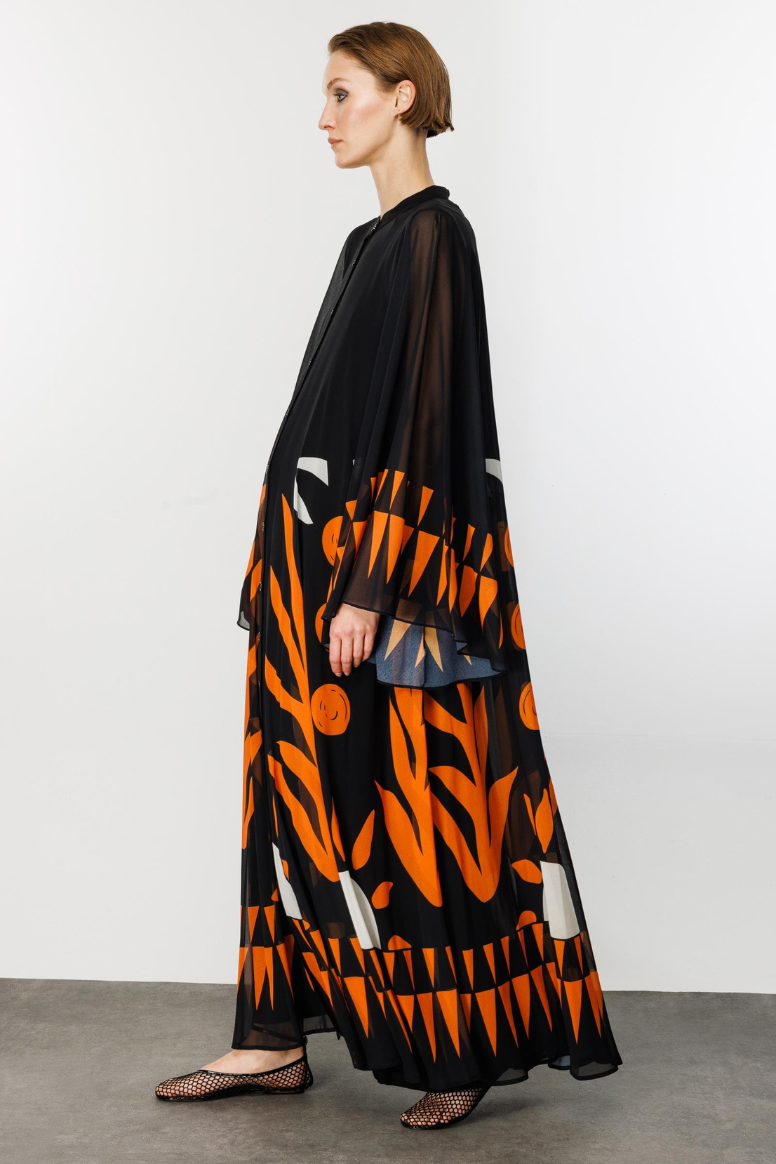 Elbise SİYAH-TURUNCU