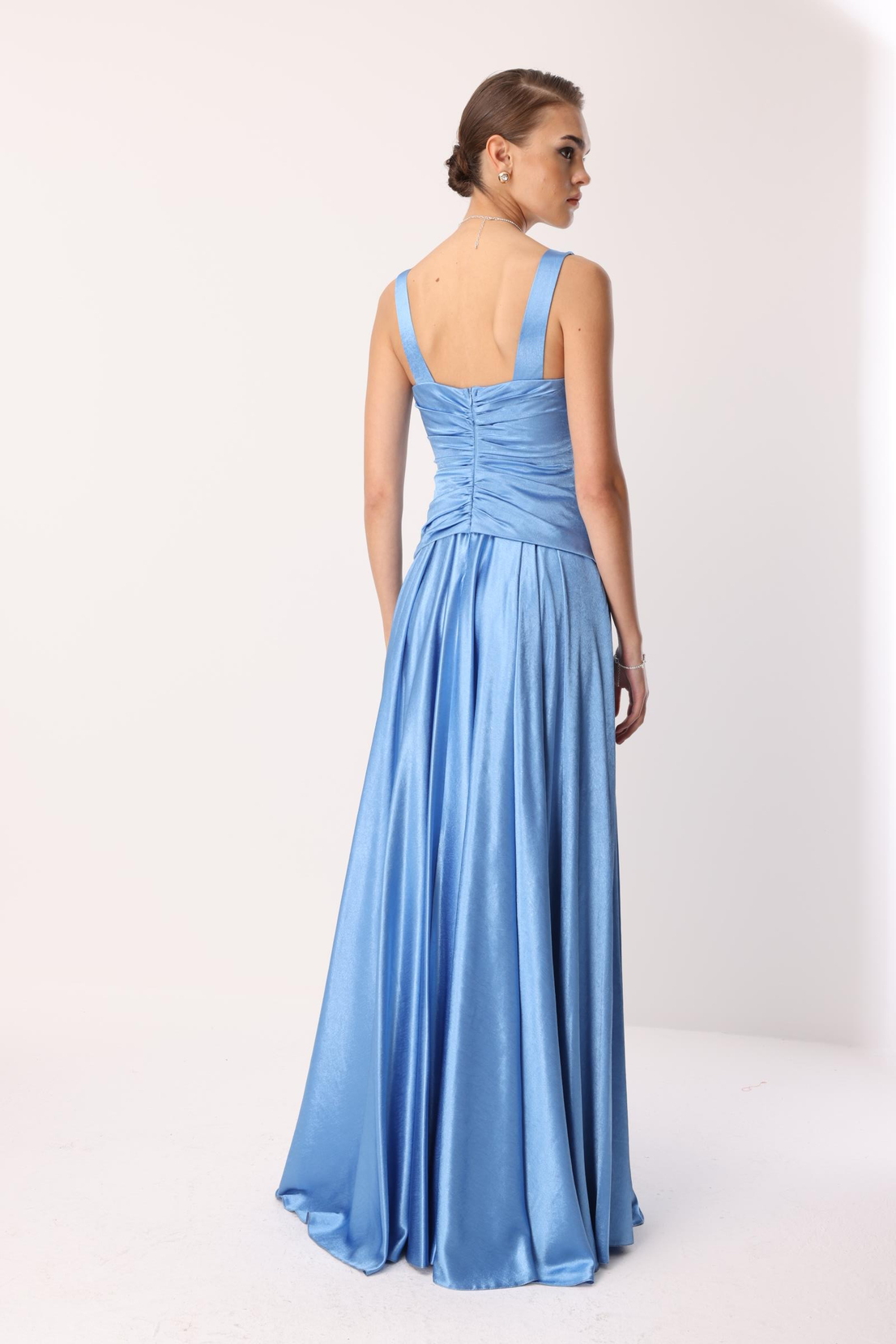 Göğüs Midye Desen Elbise BEBE MAVİ