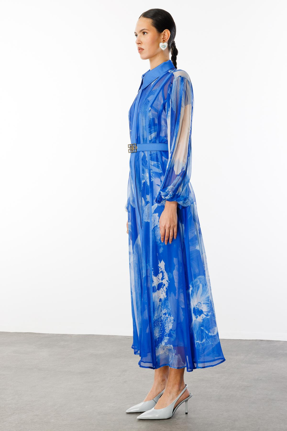 Gömlek Yaka Maxi Boy Elbise SAKS