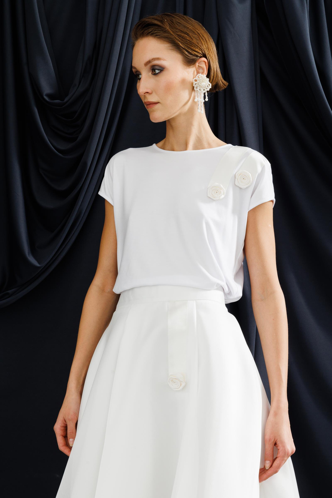 Grogen Çiçekli Bluz BEYAZ