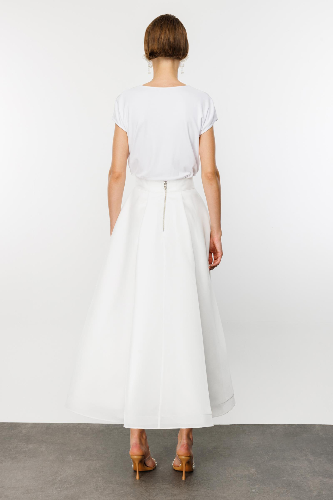 Grogen Çiçekli Etek BEYAZ