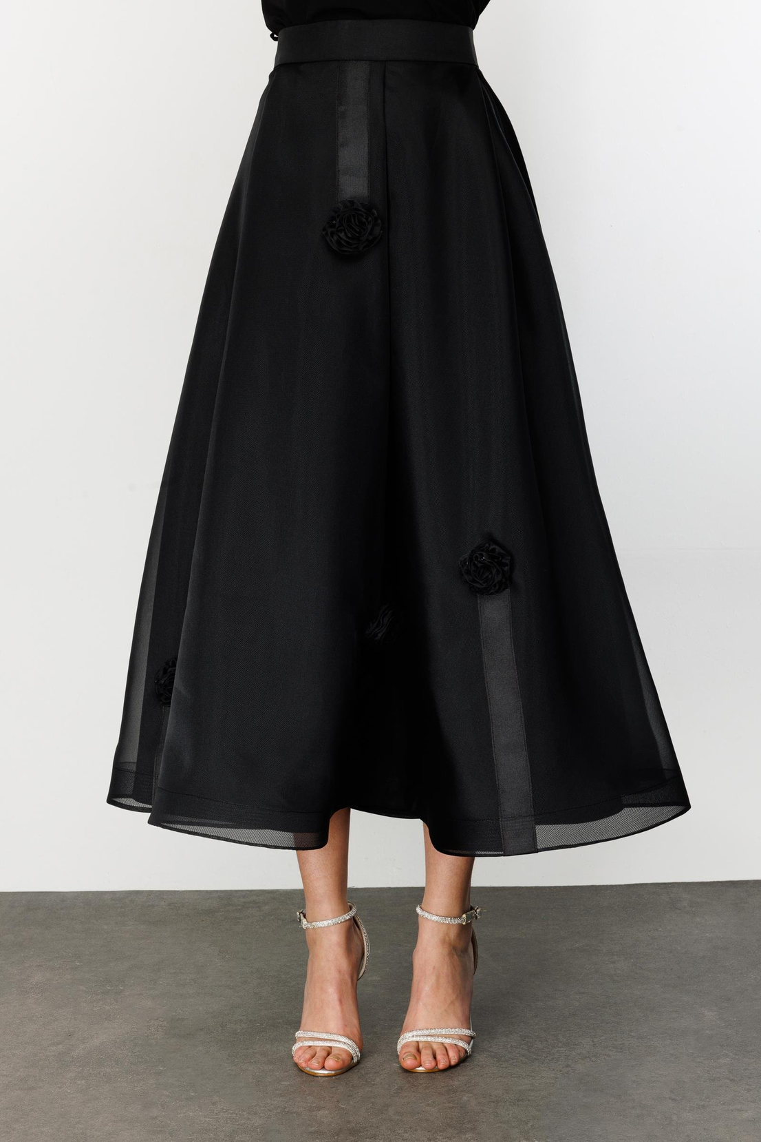 Grogen Çiçekli Etek SİYAH